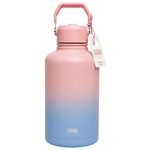 Sarina Hydro 64 Oz Ambitious Insulated Stainless Steel Water Bottle with Dual Sip & Straw Lid In Pink & Purple Ombre