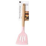 Assorted Color Silicone Slotted Turner Spatula with Wooden Handle