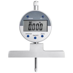 Depth Gauge, Depth Micrometer Digital Electronic Indicator 0-22 inch Measuring Range, 0.0005" Resolution, Precision Unit Conversion with 4 Anvils