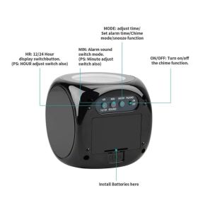 LED Projection Alarm Clock Digital LCD Display Voice Talking Weather Snooze USB (Option: Black)