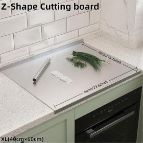 XXL 304 Stainless Steel Cutting Board  Anti-Slip & Mildew-Proof! No More Moldy Wooden Boards | Heavy-Duty & Food-Safe, Easy to Clean Chop Meat (size: Z-Shape 40cmÃ—60cm)