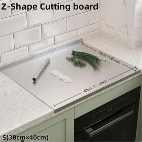 XXL 304 Stainless Steel Cutting Board  Anti-Slip & Mildew-Proof! No More Moldy Wooden Boards | Heavy-Duty & Food-Safe, Easy to Clean Chop Meat (size: Z-Shape 30cmÃ—40cm)