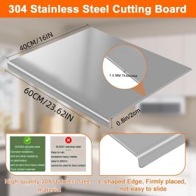 XXL 304 Stainless Steel Cutting Board  Anti-Slip & Mildew-Proof! No More Moldy Wooden Boards | Heavy-Duty & Food-Safe, Easy to Clean Chop Meat (size: 40CM*60CM)